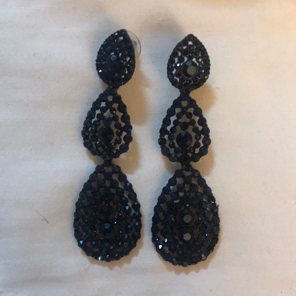Dark navy costume earrings